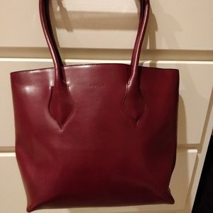 Burgandy Furla bag w/dust cloth